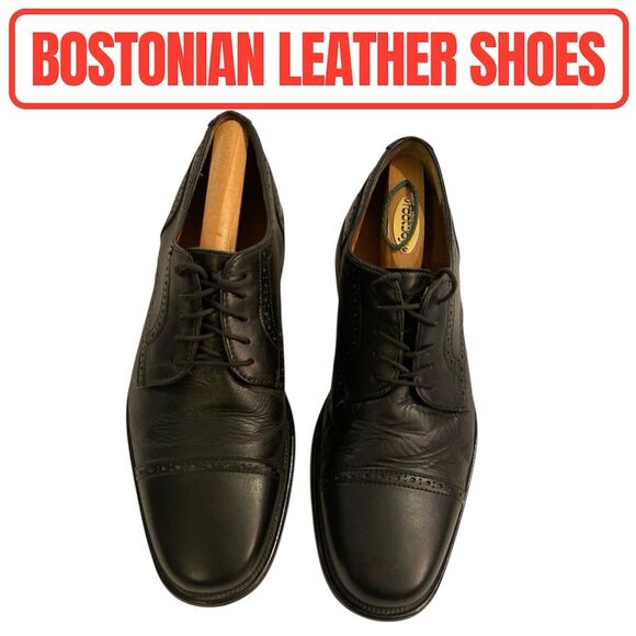 Bostonian Strada Oxford Black Leather Dress Shoes Men’s Size 11 Made in Italy main image 9